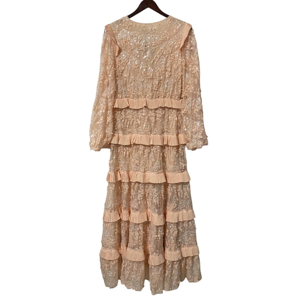 NWT Maje Long Ruffled Sequinned Maxi Dress Size 38 US 6 - Picture 10 of 13